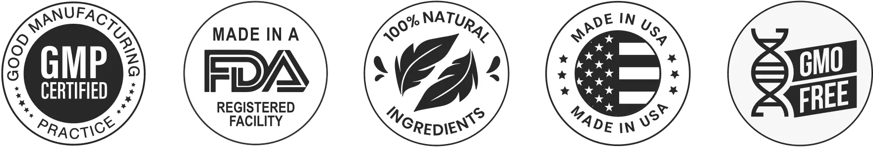 [Certification Badges: GMP Certified, Made in USA, Natural Ingredients]